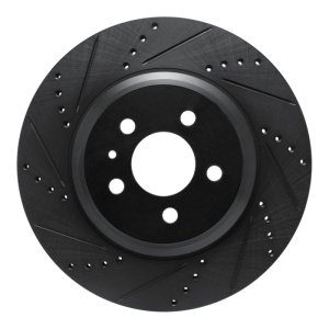 Tesla Model 3 Brake Rotor (1) - Rear Left - R1 Concepts - Drilled & Slotted - Black - `17-`25